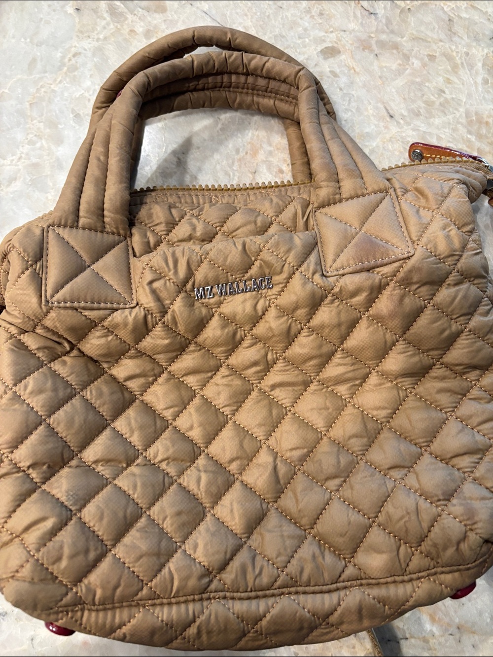 MZ Wallace Quilted Tote in Taupe Brown